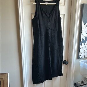 J. Jill Black Midi Sheath Dress Casual V-neck Sleeveless